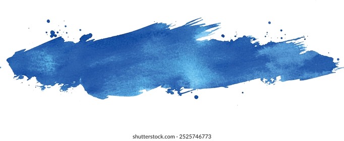 Blue paint artistic dry brush stroke. Watercolor acrylic hand painted backdrop for print, web design and banners. Realistic vector background texture