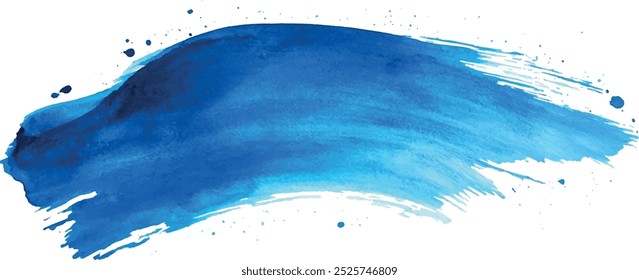 Tinta azul pincelada seca artística traçado. Aquarela acrílica pintado à mão pano de fundo para impressão, web design e banners. Textura de plano de fundo de vetor realista