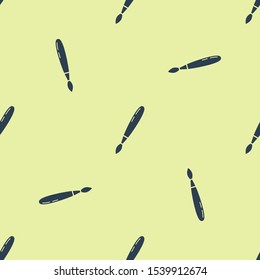 Blue Paint brush icon isolated seamless pattern on yellow background.  Vector Illustration