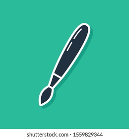 Blue Paint brush icon isolated on green background.  Vector Illustration
