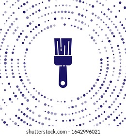 Icono de pincel azul pintado aislado en fondo blanco. Puntos aleatorios del círculo abstracto.  Ilustración vectorial