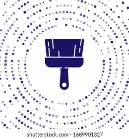 Icono de pincel azul pintado aislado en fondo blanco. Puntos aleatorios del círculo abstracto. Ilustración vectorial