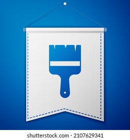 Blue Paint brush icon isolated on blue background. White pennant template. Vector