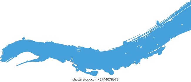 Blue paint brush stroke isolated on transparent background for graphic design element