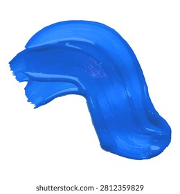 Blue paint brush stroke. Realistic curve oil or acrylic paint stripe. Textured dye artistic creative design element. Vector 3d color abstract brush stroke, smear, stain, blob or spot isolated