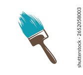 Blue Paint Brush Vector – Artistic Tool Illustration for Painting, Drawing, and Creative Design Blue Brush Icon – Flat Paintbrush Design Element for Art, DIY, and Craft Projects