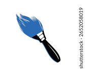 Blue Paint Brush Vector – Artistic Tool Illustration for Painting, Drawing, and Creative Design Blue Brush Icon – Flat Paintbrush Design Element for Art, DIY, and Craft Projects