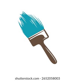 Vetor de pincel azul - Ilustração de ferramenta artística para pintura, desenho e design criativo Ícone de pincel azul - Elemento de design de pincel plano para projetos de arte, DIY e artesanato