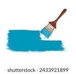 Blue paint brush, vector illustration