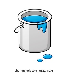 Blue paint bucket can isolated.
