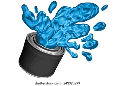 blue paint can