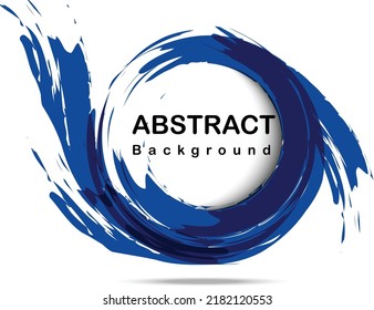 Blue paint circle on white background. blue circle design in a beautiful color scheme to place text or logo inside the circle. Abstract backgrounds painting brush.