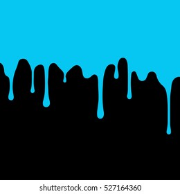 blue paint dripping. abstract blob. Black background.