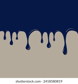 Blaue Farbe, die grauer Hintergrund tropft. flüssiges Lagen-Malkonzept. Vektorgrafik