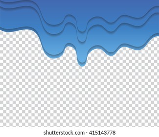 Blue paint dripping on a transparent background. Vector illustration.