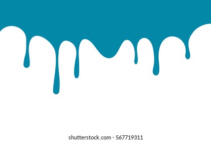 blue paint drips. turquoise ink flow down. white background. vector illustration