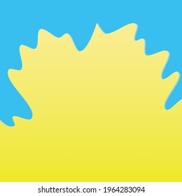 Blue paint drop, vector illustration, yellow background 