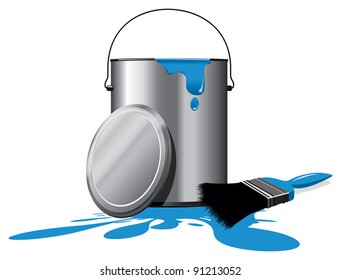 blue paint pot