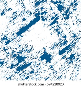 blue paint smeared. white background. grunge texture. vector illustration