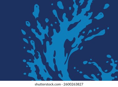 Blue paint splashes on a dark blue background. Vector illustration.