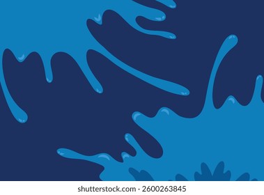 Blue paint splashes on a dark blue background, vector illustration.