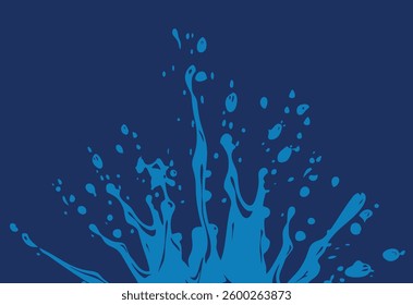 Blue paint splashes on a dark blue background. Vector illustration.