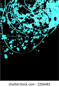 Blue Paint Splatter on Black Background
