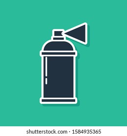 Blue Paint spray can icon isolated on green background.  Vector Illustration
