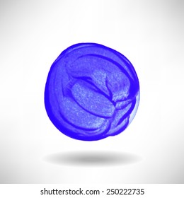 Blue paint stain with a shadow on white background. Vector image.