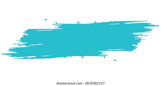 Blue paint stroke with textured brush effect and splatter details