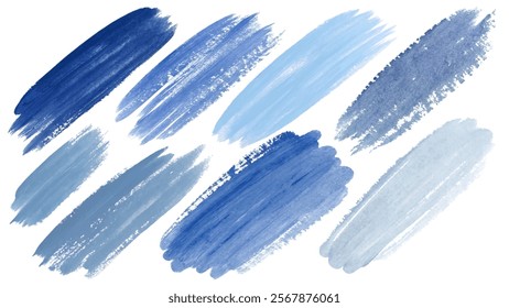 Blue paint strokes, abstract art, textured brush marks, artistic background, creative design elements.