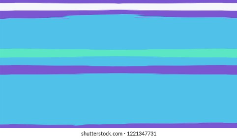 Blue Paintbrush Horizontal Seamless Sailor Stripes. Geometric Simple Funky Graffiti Fabrics Texture. Hand Painted Male or Female T-Shirt Autumn Ocean Pattern. Uneven Blue Watercolor Sailor Stripes