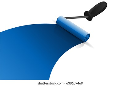 Blue Paintbrush Roller illustration