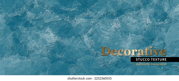 Blauer lackierter Acrylstrukturhintergrund für Cover-Design, Karten, Flyer, Poster, Banner oder Design-Inneneinrichtung. Handgezeichnete Illustration. Stucco. Mauer. Texturierte Oberfläche. Blaue Winterlandschaft.