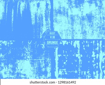 Blue painted metal texture, with extensive chipping, discolorati