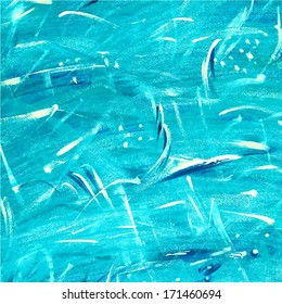 blue painted watercolor background. Vector illustration