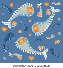 Blue Paisley, abstrakte Flora, Geometric Ethnic traditionellen nahtlos, 
