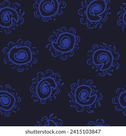 Blue Paisley abstract seamless pattern design for fashion textiles, graphics, backgrounds and crafts