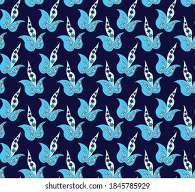 patrón vectorial de diseño de paisley azul y fondo