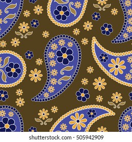 blue Paisley. Seamless background.