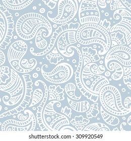 Blue Paisley Seamless Pattern