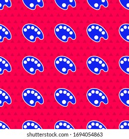 Blue Palette icon isolated seamless pattern on red background.  Vector Illustration