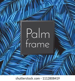 Blue Palm Branches in Various Forms. Tropic Foliage. Illustration of Jungle Plants. Vector Palm Leaves. Floral Elements Set. Detailed Palm Leaves for Pattern, Wallpaper, Print or Your Creative Design