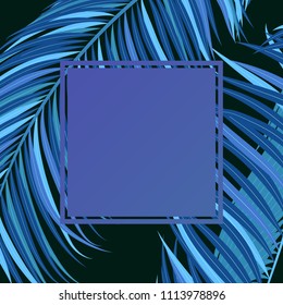 Blue Palm Branches in Various Forms. Tropic Foliage. Illustration of Jungle Plants. Vector Palm Leaves. Floral Elements Set. Detailed Palm Leaves for Pattern, Wallpaper, Print or Your Creative Design