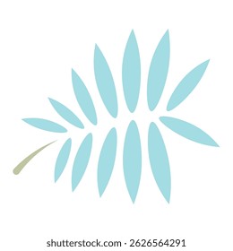 Blue palm leaf silhouette. Vector illustration