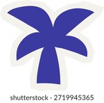 Blue palm tree silhouette cutout shape for tropical summer vibe design