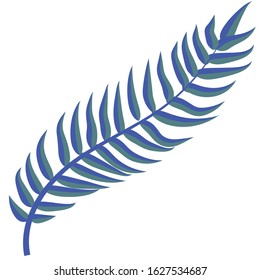 Blue palm tree vector branch for design. Simple vector illustration. Simple design. Palm branch - floral illustration.