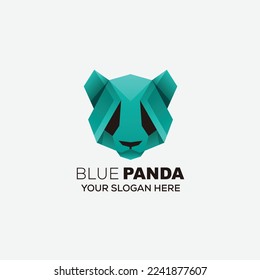 blue panda head gradient colorful icon illustration
