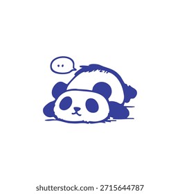 A blue panda illustration, with a thought bubble above its head, against white