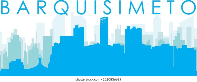 Blue panoramic city skyline poster with bluish misty transparent background buildings of BARQUISIMETO, VENEZUELA